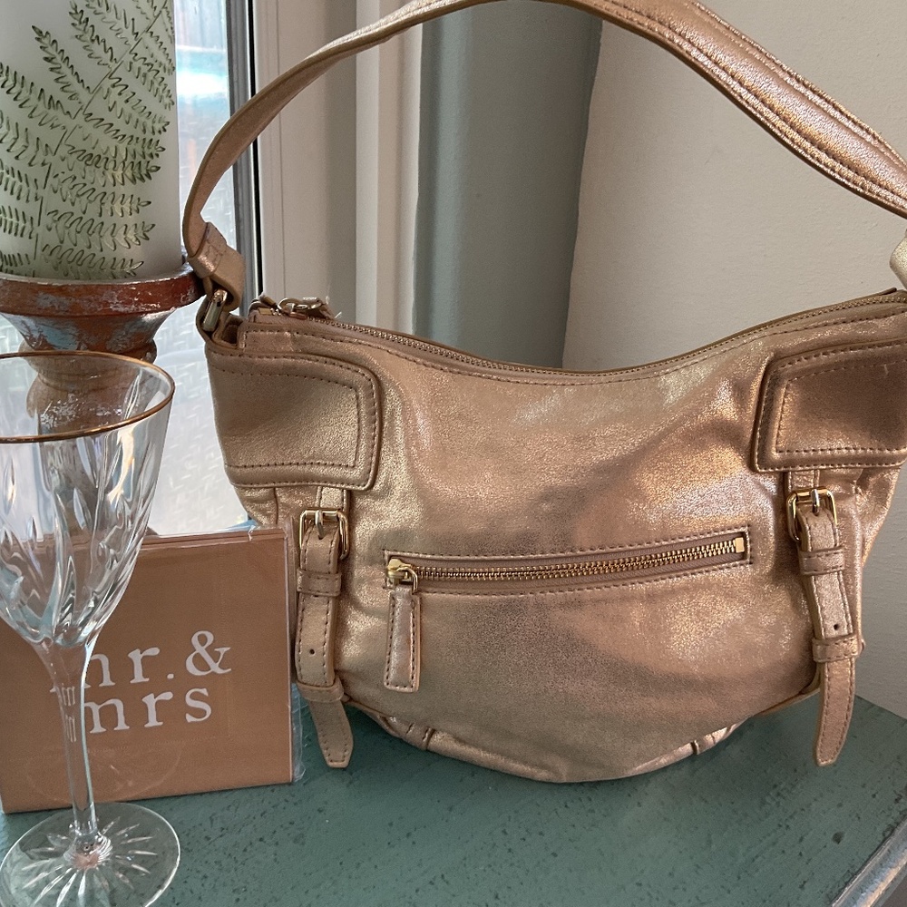 Cole Haan Gold Metalic Leather Hobo “Mint”